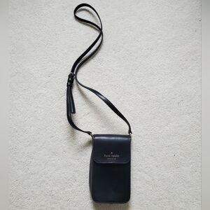 Kate Spade Staci North South Flap Phone Crossbody in Black Saffiano Leather